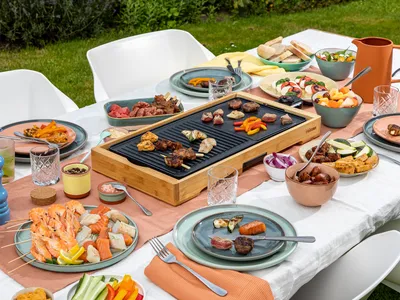 Produktbild von Tristar BP-2641 Bambus Grillplatte XL, 2200 W, Grill, Elektro, 510 x 254 mm, Tisch, Rost
