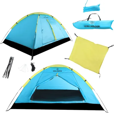 Produktbild von KIRKJUBØUR® "Vindr" 1 Person-Camping-Zelt, wasserdicht, UV-Schutz 50+, leicht & stabil, inkl. Zubehör & Tragetasche, schnell aufbaubar türkis | KJ-116