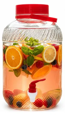 Produktbild von Getränkespender aus Glas mit Zapfhahn, 10 l – Rot