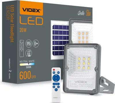 Produktbild von LED Solarstrahler Flutlicht mit Bewegungssensor Fernbedienung VIDEX 20W 600Lm