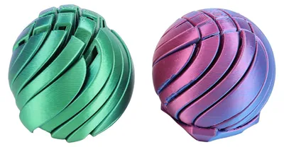 Image de 2 jouets à imprimer en 3D pour réduire le stress, boules à engrenages sensorielles pour le bureau, la maison, les voyages, violet, vert