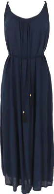Produktbild von Sommerkleid, Maxikleid, Strandkleid, Hippiekleid mit Gürtel - Nachtblau, Damen, Viskose, Größe: S/M