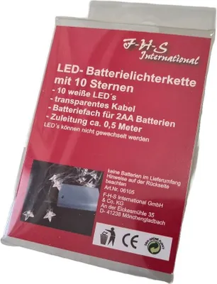 Produktbild von LED Lichterkette Sterne kaltweiß 10er Batteriebetrieb innen 06105