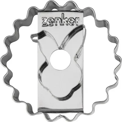 Produktbild von Zenker Ausstecher Linzer Hasenkopf  Hochwertiger Edelstahl Ausstecher für perfekte Linzer Plätzchen, 2in1 Design mit Mandelring und Hase Motiv  Spülmaschinengeeignet  Ideal zum Backen an Ostern