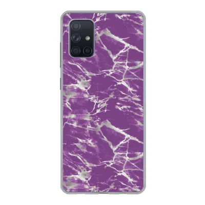 Produktbild von MuchoWow® Handyhülle Schutzhülle Hülle für Samsung Galaxy A51 Violett - Weiß - Marmor - Muster Silikon Softcase Handy Hülle - Schutzabdeckung