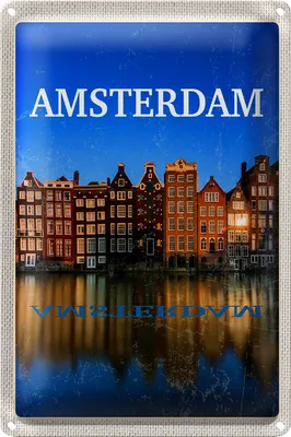 Produktbild von Blechschild Reise 18x12cm Retro Amsterdam Reiseziel Urlaub