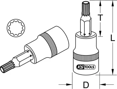 Produktbild von KS-Tools 911.1344 12,5 (1/2") XZN-Bit-Stecknuß M12 mm
