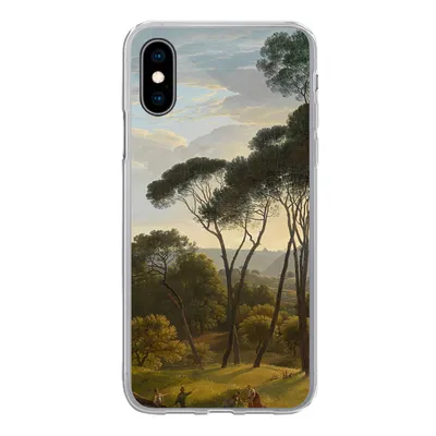 Produktbild von MuchoWow® Handyhülle Schutzhülle Hülle für iPhone X Italienische Landschaft mit Zirbelkiefer - Gemälde von Hendrik Voogd Silikon Softcase Handy Hülle - Handyhülle