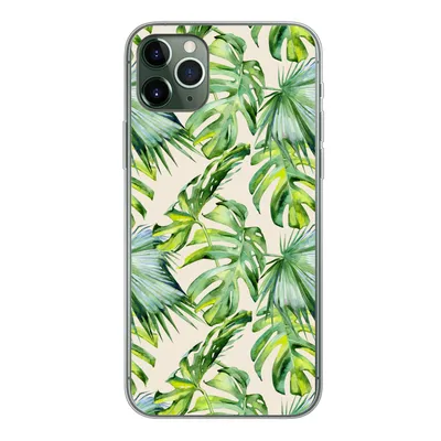 Produktbild von MuchoWow® Handyhülle Schutzhülle Hülle für iPhone 11 Pro Max Blätter - Muster - Monstera Silikon Softcase Handy Hülle - Schutz