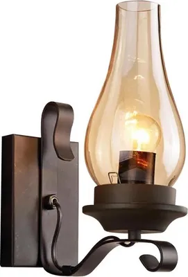 Produktbild von Vintage Wandleuchte - Glaskugel - Wandmontage - Buntglas - E27 220 V - LED-kompatibel - Ohne Leuchtmittel - Champagner/Kaffeebraun