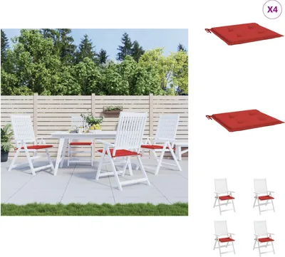 Image de vidaXL Coussin pour chaise de jardin 4 pcs. Rouge 40x40x3 cm Tissu Oxford - Coussin d'assise
