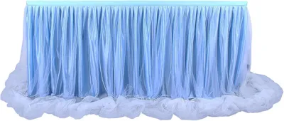 Imagen del producto de Falda de mesa de tul, color azul, 427x77 cm, ideal para baby showers y bodas