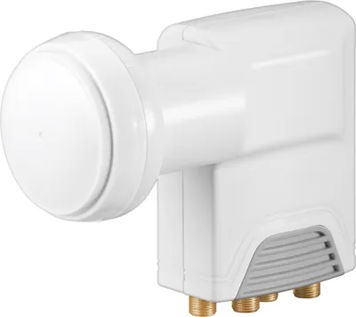 Image de Goobay 67271 LNB Universal Quattro, blanc-gris - LNB SAT numérique (DVB-S2) uniquement pour une utilisation avec des multiswitches (8K, 4K, UHD, HDTV, 3D)