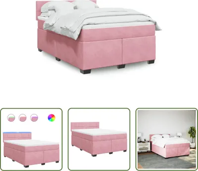 Produktbild von The Living Store Boxspringbett mit Matratze Rosa 140x190 cm Samt