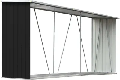 Produktbild von vidaXL Brennholzlager verzinkter Stahl Anthrazit 330x84x152 cm – Robust, schräges Dach, einfacher Aufbau, hält Kaminholz trocken und belüftet