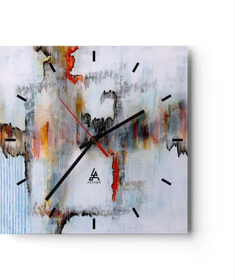 Produktbild von Wanduhr - Quadrat - Glasuhr - Abstraktion modern - 40x40cm - Schleichendes Uhrwerk - Lautlos - zum Aufhängen bereit - Dekoration Modern - Wanddekoration aus Glas - C3AC40x40-3676