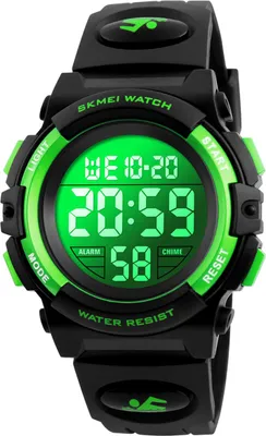 Produktbild von Alienwork Seven-color LED Digital Kinderuhr Jungen Mädchen Schwarz Kautschuk-Armband Kalender Mehrfarbig Chronograph Sportlich Multi-funktion