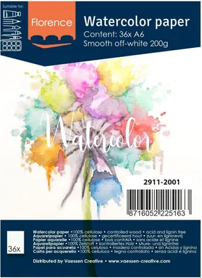 Zdjęcie produktu dla Blok rysunkowy do akwareli, format A6, kolor beżowy, gramatura 300 g/m², przeznaczony do malowania akwarelami, idealny do rysowania, szkicowania, scrapbookingu i innych prac artystycznych