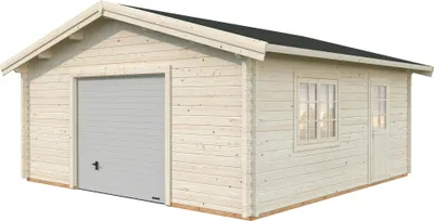 Produktbild von Palmako Garage Roger 27,7 m² - 70 mm - mit Sektionaltor naturbelassen