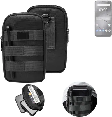 Produktbild von K-S-Trade Holster Gürtel Tasche kompatibel mit Gigaset GS5 Handy Tasche Schutz Hülle dunkel-grau viele Fächer, 1x