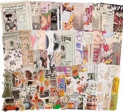 Obrázek produktu pro Retro Sticker Set 200 Stück Selbstklebend für Handwerk
