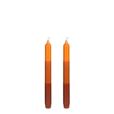 Produktbild von Mica Decorations Dip-dye Spitzkerzen - 2er-Set - H25 cm - Orange