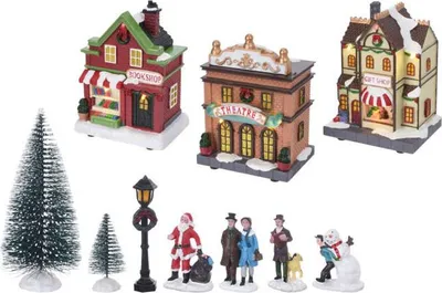 Image de Village de Noël avec Led, 17 pcs.