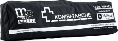 Image de LEINA-WERKE Trousse de secours "Mini Kombitas "M2 XS ecoline"" (sans PVC), 2 pièces, sans velcro 1x triangle de panne "Euro-XS" 1x remplissage de pansements pour voiture DIN 13164 dans un sac en plastique