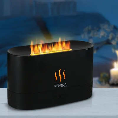 Produktbild von Stilvoller Aroma Diffuser mit Flammeneffekt – Ultraleiser Ultraschall Duftbefeuchter, USB, Auto-Stop, 10h Laufzeit für Schlafzimmer & Büro