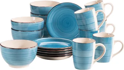 Obrázok produktu pre Mäser 931601 Raňajková súprava Lumaca pre 6 osôb, kamenina, tmavomodrá (1 súprava, 18 kusov)