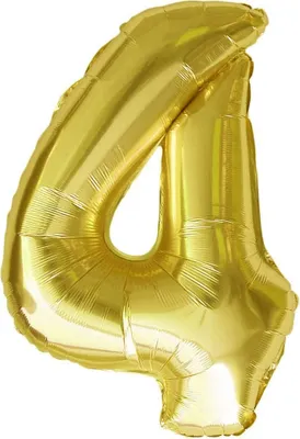Produktbild von Oblique Unique 1x Folien Luftballon mit Zahl 4 Geburtstag Jubiläum Party Deko Ballon - gold