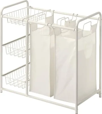 Produktbild von Wäschekorb mit 2 fächern 45l linea weiß - 5 five simply smart