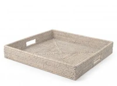 Immagine prodotto di H&H Vassoio Quadrato Rattan Bianco Cm 45XH7