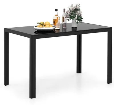 Produktbild von Esstisch Glas Rechteckig 120x70 cm Schwarz Metallbeine für 4 Personen
