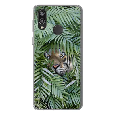 Produktbild von MuchoWow® Handyhülle Schutzhülle Hülle für Huawei P20 Lite (2020) Tiger - Blätter - Farn Silikon Softcase Handy Hülle - Kartenhalter