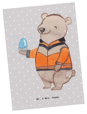 Produktbild von Mr. & Mrs. Panda Postkarte Rettungswagenfahrer Herz - Grau Pastell - Geschenk, Grußkarte, Postkarten, Fotokarte, Ansichtskarte, Ansichtskarten