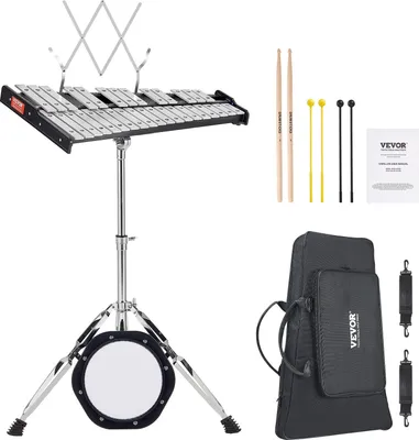 Produktbild von Glockenspiel-Xylophon 32 Tönen Glockenset Schlägeln Ständer und Übungspad