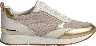 Produktbild von Michael Kors Allie Stride Damen-Sneakers aus glänzendem Leder und Mesh mit Kettendetail 43S2ALFS3D
