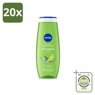 Immagine prodotto di 20 flaconi di bagnoschiuma NIVEA al limone e agli oli – 500 ml – confezione risparmio – 20 pezzi