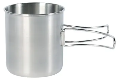 Produktbild von TATONKA Handle Mug 600 Edelstahl Trinkbecher mit Klappgriffen silber 600 ml