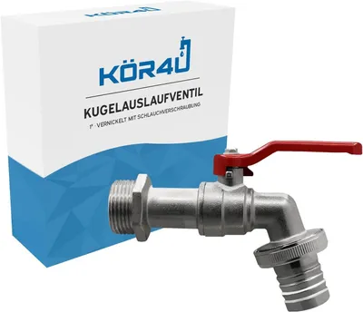 Zdjęcie produktu dla Zawór kulowy, niklowany, o średnicy 2,5 cm, z przyłączem do węża, do użytku domowego