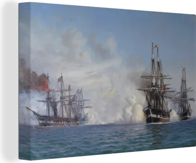 Obrázek produktu pro OneMillionCanvasses® - Obrazy na plátně - 140x90 cm, Bitva o Helgoland - Malba od Vilhelm Arnesen, Nástěnné umění Vytisknout nástěnné dekorace