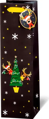 Produktbild von Weihnachten - Geschenktasche - Flaschen Format - 36 x 10,5 x 10 cm - Xmas Deers