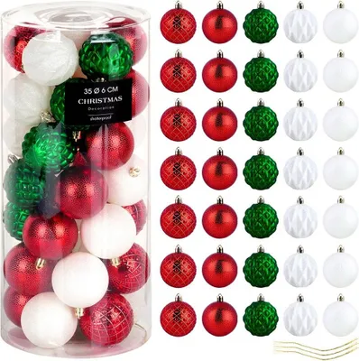 Produktbild von Vilde | Christbaumkugeln - 35 Stück - Bruchfest - Kunststoff - Weihnachtskugeln Set Bunt 6cm