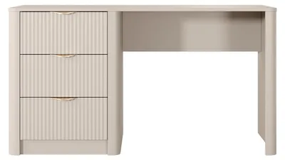Produktbild von Schreibtisch mit 3 Schubladen – Beige und Gold - ELONARIA