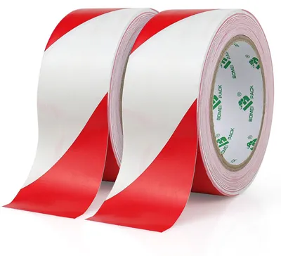Productafbeelding van 2 rollen 50 mm x 33 m, zelfklevende waarschuwingstape, veiligheidsmarkering