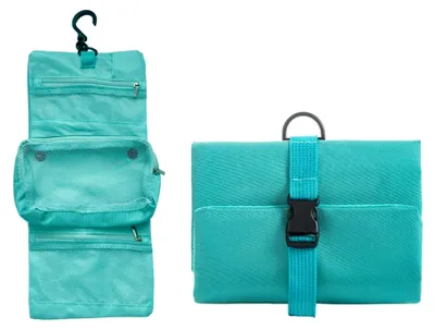 Produktbild von Kulturtasche Hängetyp mit mehreren Fächern, 17 x 14 cm, Blau