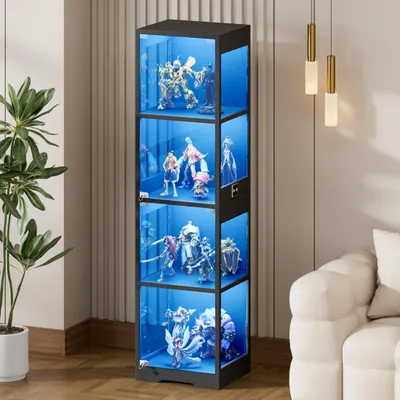 Produktbild von TWSOUL Glasvitrine Vitrine mit LED Beleuchtung und menschlicher Sensor, 40x35x160cm