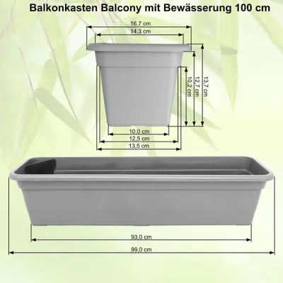 Produktbild von MePla - Balcony mit Bewässerung 100 incl. Wasserstandsanzeiger - terra