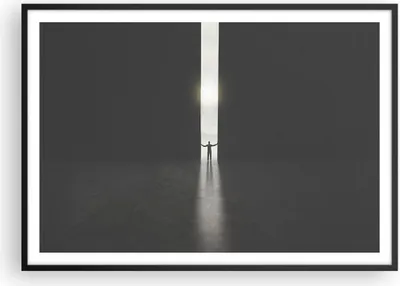 Produktbild von Gerahmtes Poster - Schwarzer Rahmen - Tor Mensch Licht - 100x70 cm - Wand Bild - Wanddeko - Wandbilder - Kunstposter - Wandposter - Bilderrahmen - Bilder - Kunstdruck - P2BAA100x70-4698